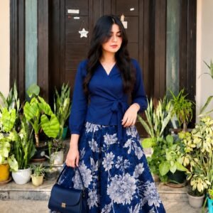 Wrap Blue Skirt Tops
